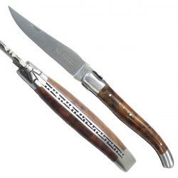 Laguiole thuya burl handle knife - 2, leather case