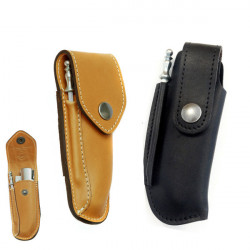 Laguiole Walnut wood handle Damascus knife, leather case