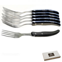 Set of 6 contemporary Laguiole forks - Anthracite