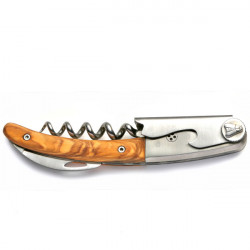 CLOS Laguiole, olive wood corkscrew with leather case