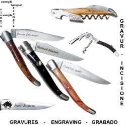 Laguiole Boxwood ebony Damascus knife, leather case