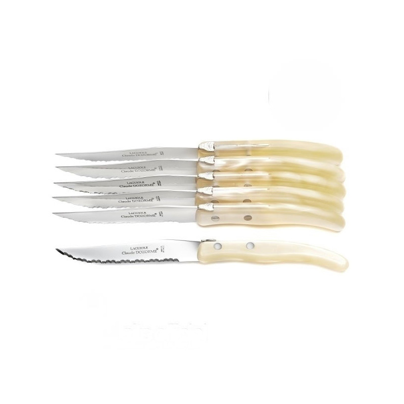 Set de 6 cuchillos contemporáneos Laguiole - Tonos marfil