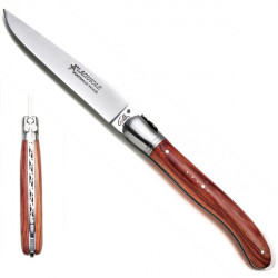 Laguiole rosewood handle Nature knife, safety lock, leather case