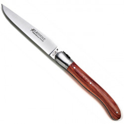 coltello Laguiole Nature legno di rosa, bloccaggio di sicurezza, con un astuccio di pelle