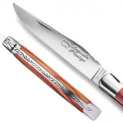 Couteau Laguiole Traditionnel 12 cm Guilloche avec Tire-Bouchon plein  manche en os