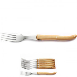 Laguiole boxed set of 6 olive wood handle forks