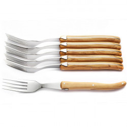 Luxury boxed set of 6 olive wood handle forks