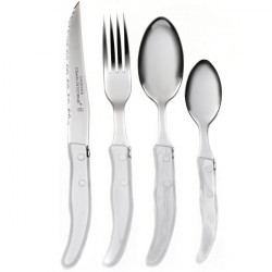 Set of 24 contemporary Laguiole flatware pieces - White Mother-of-Pearl
