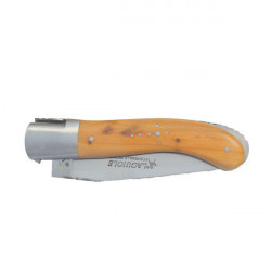 Laguiole juniper wood hunting knife, leather case