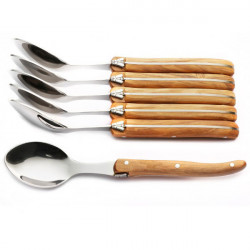 Luxury boxed set of 6 olive wood handle small spoons