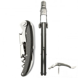 Double lever Carbon CLOS Laguiole corscrew,  with leather case 