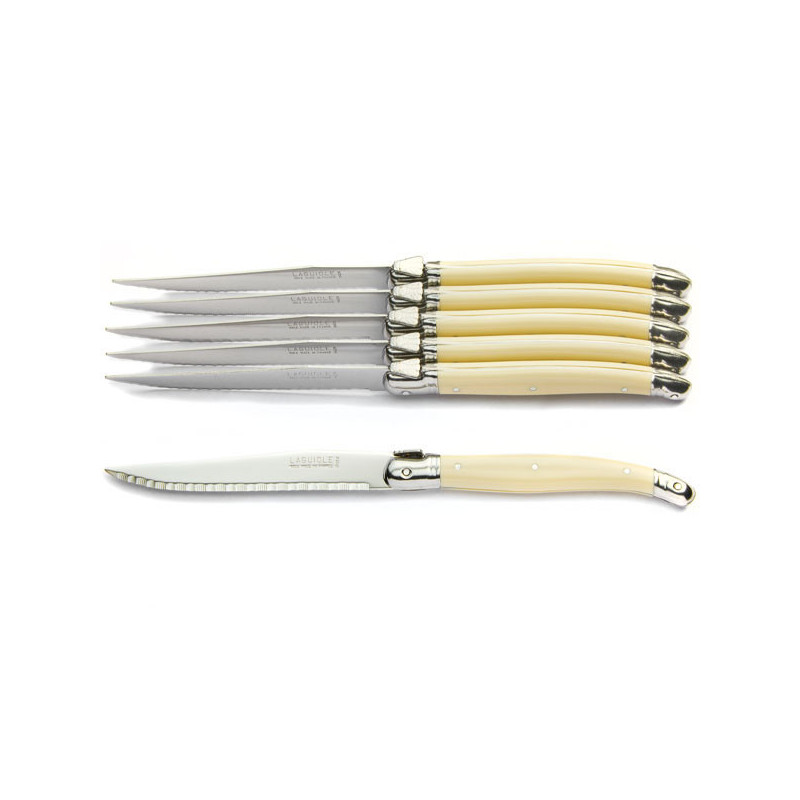 Set de 6 cuchillos tradicionales Laguiole - Color marfil