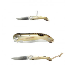 White horn sommelier knife collector's knife, with corkscrew