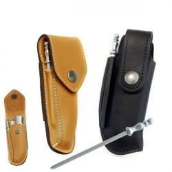 Laguiole bone handle hunting knife, leather case