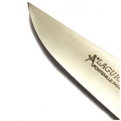 Laguiole buffalo black horn handle hunting knife, leather case