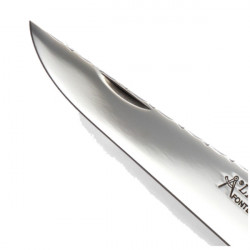 Laguiole polished buffalo horn guilloched knife, leather case