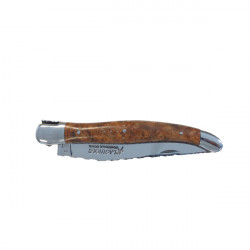 Laguiole maple burl guilloched knife, leather case