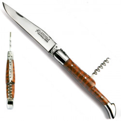 Laguiole amourette wood sommelier knife, leather case