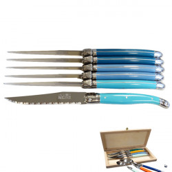 Set de 6 cuchillos tradicionales Laguiole - Tonos azul océano