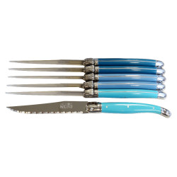 Set de 6 cuchillos tradicionales Laguiole - Tonos azul océano