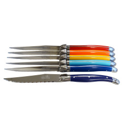 Set of 6 traditional Laguiole knives - Rainbow Shades