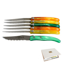 Set of 6 contemporary Laguiole knives - Citrus shades