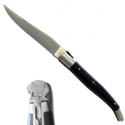 Laguiole dog knife, ebony wood handle, black case