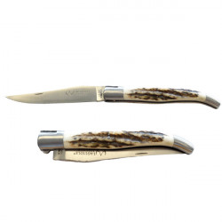 Laguiole Deer knife, antler wood handle, black case