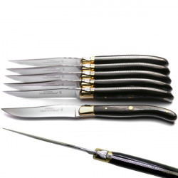 Set di 6 coltelli Laguiole Excellence - Corno nero e ottone