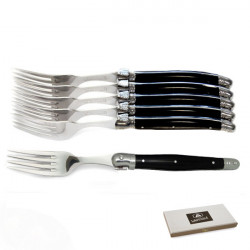 Set of 6 traditional Laguiole forks - Black