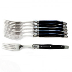Set of 6 traditional Laguiole forks - Black