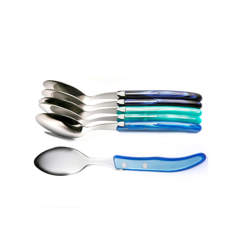 Set of 6 contemporary Laguiole tablespoons - Shades of blue seas