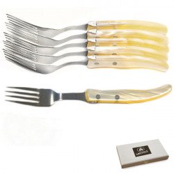 Set of 6 contemporary Laguiole forks - Ivory Shades