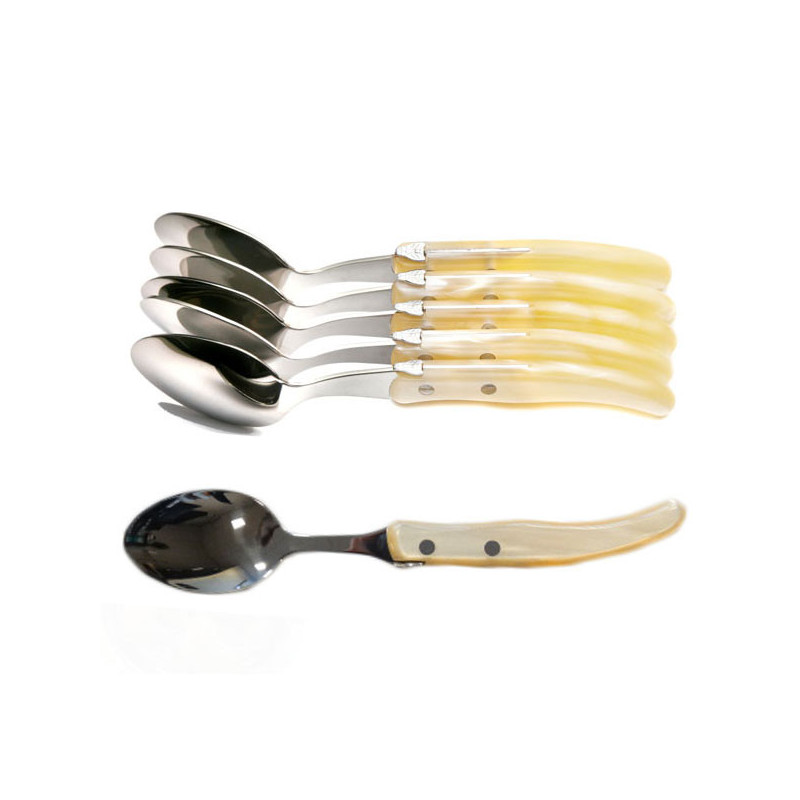 Set de 6 cucharas grandes contemporáneas Laguiole - Tonos marfil