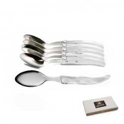 Set of 6 contemporary Laguiole teaspoons - White Mother-of-Pearl Shades