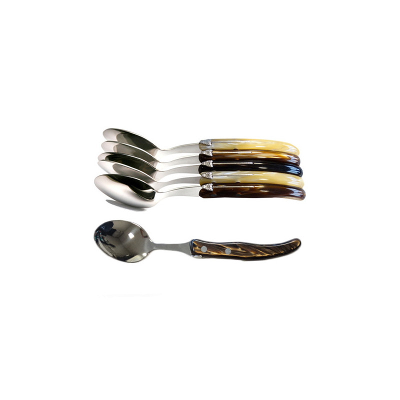 Set of 6 contemporary Laguiole teaspoons - Vanilla / Caramel shades