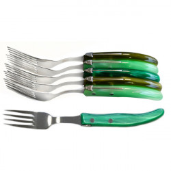 Set di 6 forchette contemporanee Laguiole - Sfumature verdi dei prati