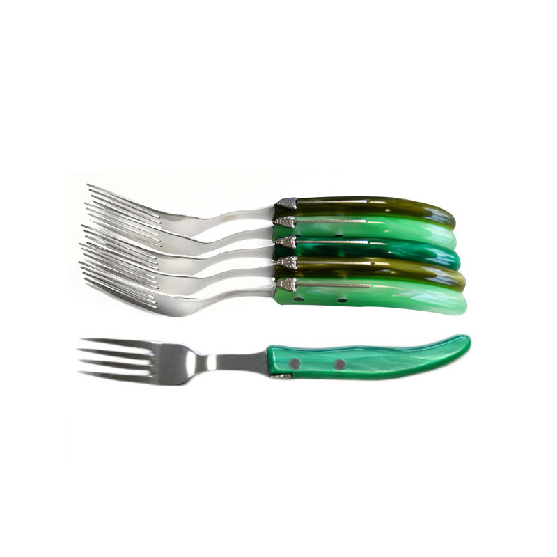 Set de 6 tenedores contemporáneos Laguiole - Tonos verdes de pradera