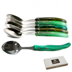 Set of 6 contemporary Laguiole tablespoons - Shades of green meadows