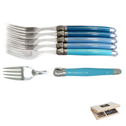 Coffret de 6 fourchettes traditionnelles Laguiole - Nuances Bleu océan