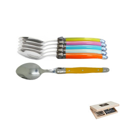 Set of 6 traditional Laguiole teaspoons - Pastel Shades
