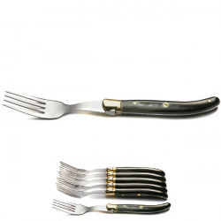 Coffret de 6 fourchettes Laguiole Excellence - Corne noire & Laiton