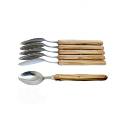 6 cucchiaini, manico in legno d'ulivo, fatti a mano