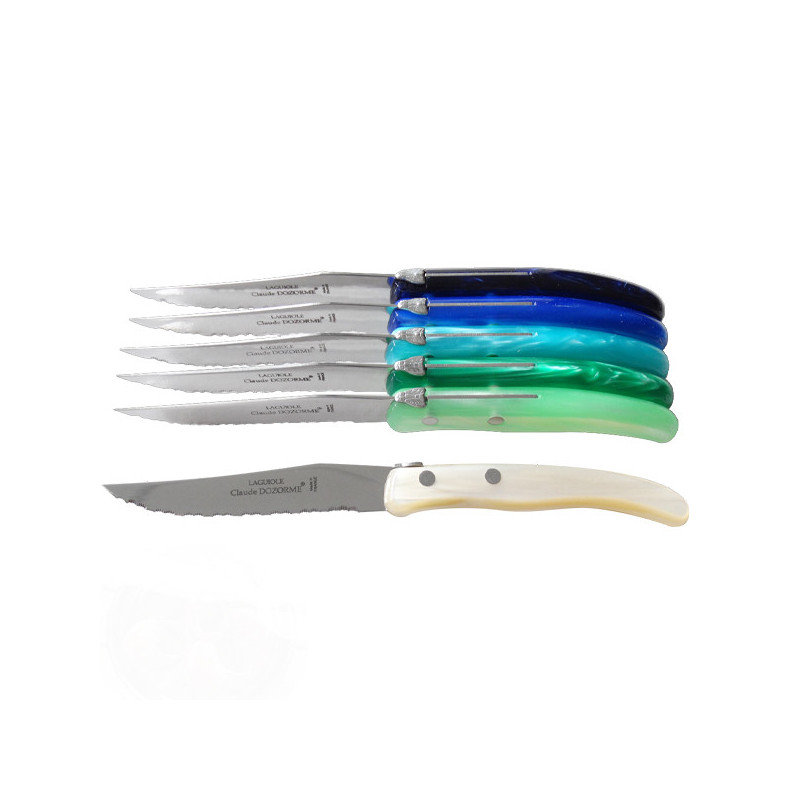 Set of 6 contemporary Laguiole knives - Seaside shades