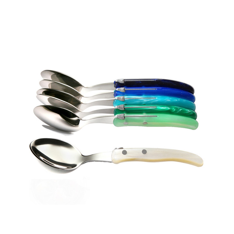 Set of 6 contemporary Laguiole tablespoons - Seaside shades