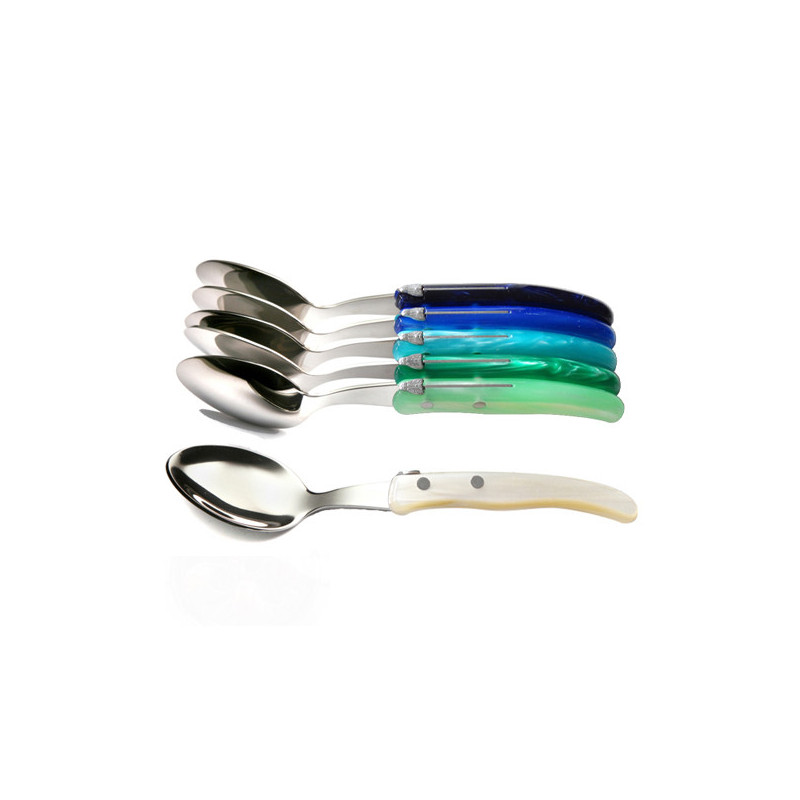 Set of 6 contemporary Laguiole teaspoons - Seaside shades