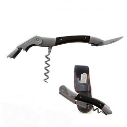 traditional corkscrew with ebony wood handle, double lever