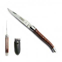 Small Laguiole amourette wood knife with leather case - 17cm