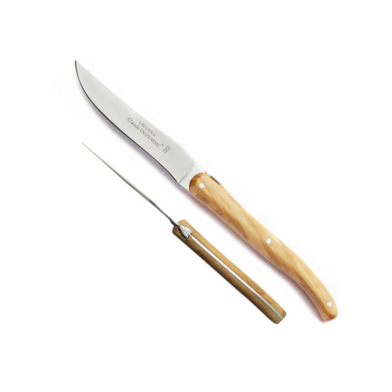 olive wood steak knife, handmade in France
