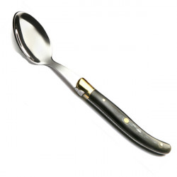 grande cucchiaio, manico in corno nero, fabbricazione francese